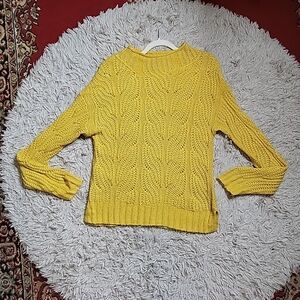 Womens J.Crew Alpaca Blend Sweater Yellow Open Knit Size Small S Fall Winter